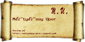 Mátyássy Upor névjegykártya
